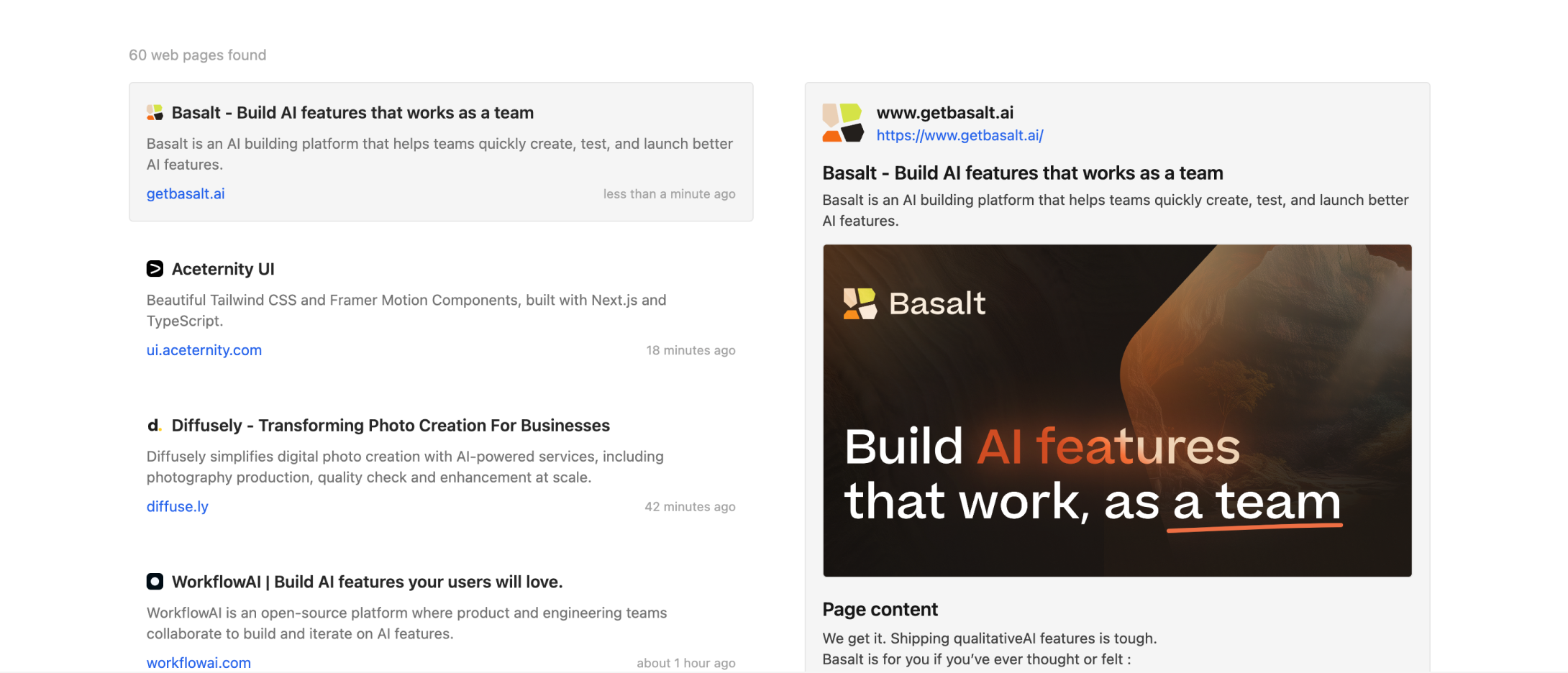 Find it in seconds - Feature demonstration showing Leverage your personal web search engine with a familiar google-like interface.